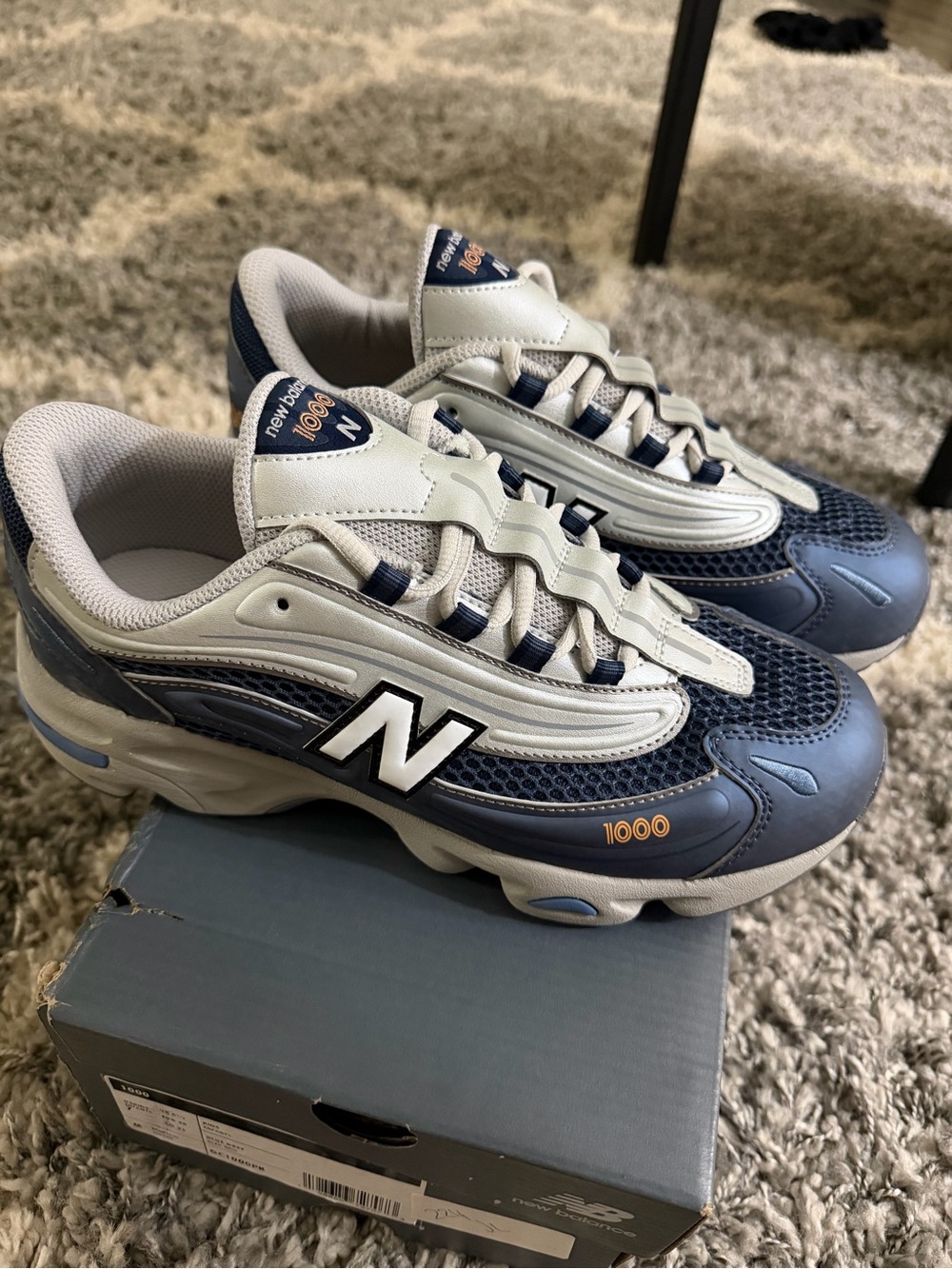 New Balance 1000 Navy and White Sneakers